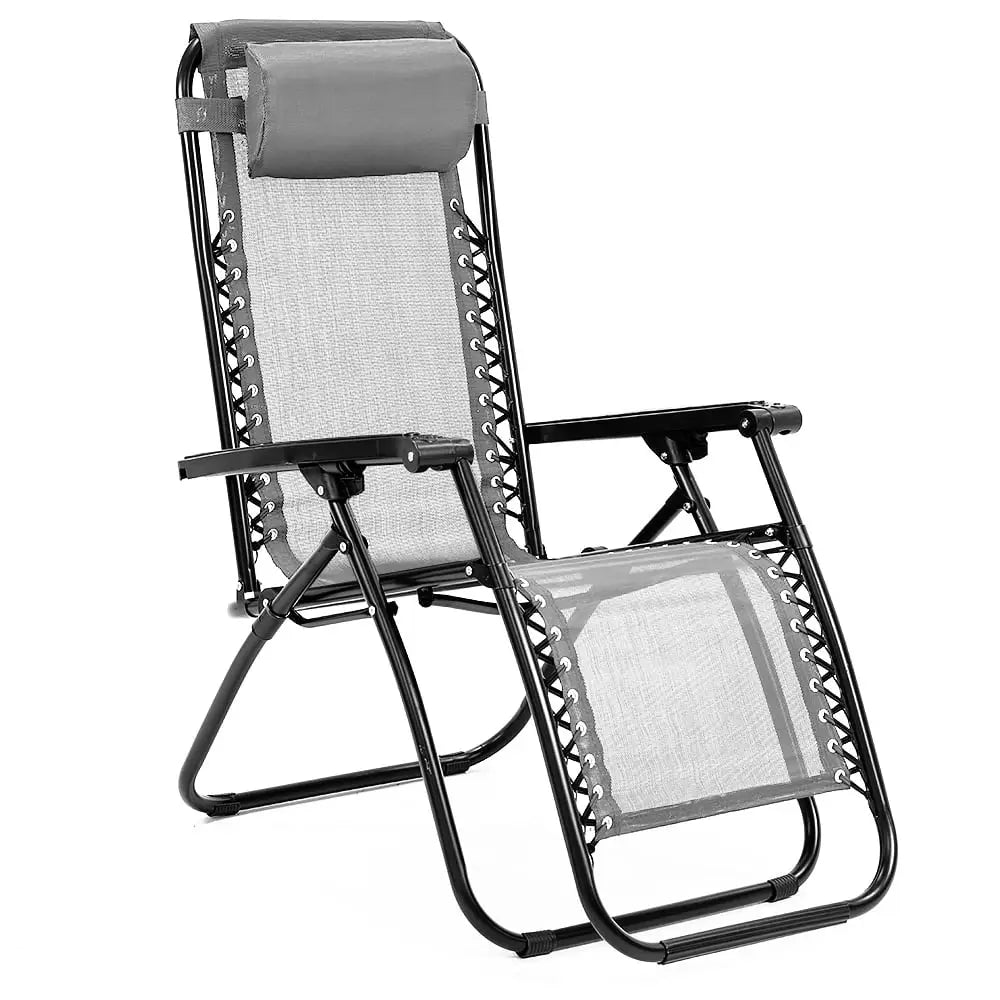 Wallaroo Zero Gravity Reclining Deck Chair - Grey - Furniture > Bar Stools & Chairs