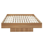 Walnut Oak Wood Floating Bed Base King - Furniture > Bedroom > Beds & Bed Frames