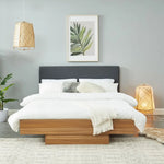 Walnut Oak Wood Floating Bed Frame Queen - Furniture > Bedroom > Beds & Bed Frames