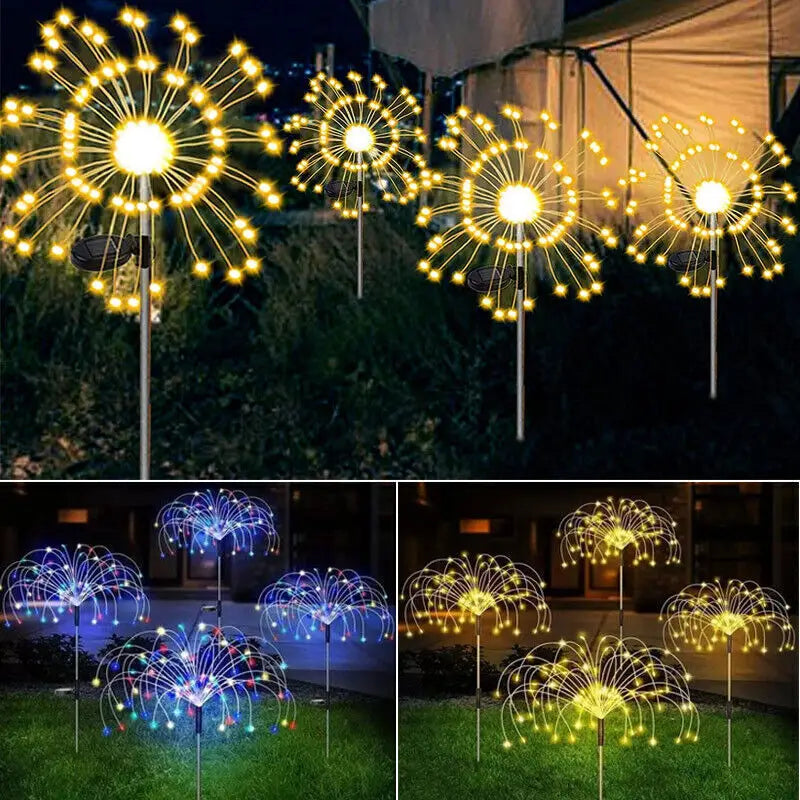 Warm White Fireworks 180 LED Fairy String Lights Starburst Solar Xmas Garden Night Lamp Hot NEW - Home & Garden >