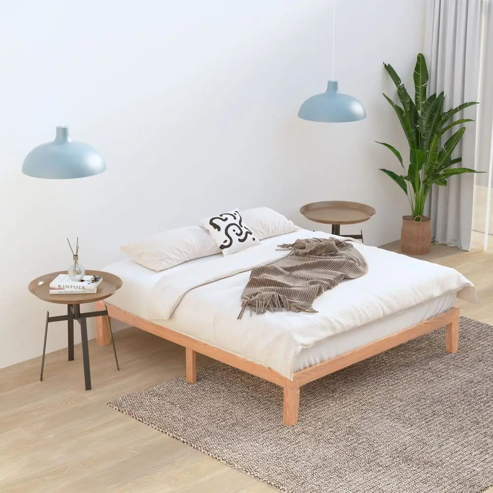 Warm Wooden Natural Bed Base Frame – Queen - Furniture > Bedroom > Beds & Bed Frames