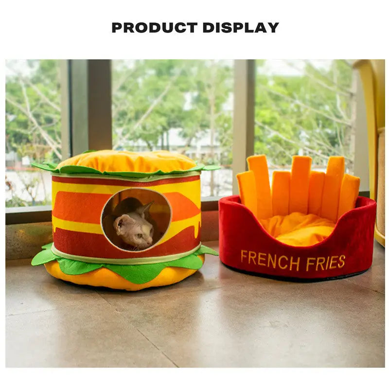Washable Fries Pet Dog Cat Ded Calming Bed Warm Soft - Pet Care > Dog Supplies > Dog Beds