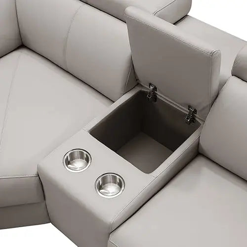 Washington Genuine Leather 6 Seater Corner Sofa With 2 Electric Recliners And Reversible Console - Furniture > Sofas >