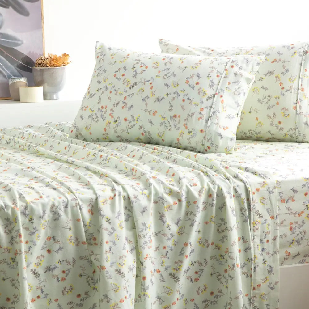 Wattle 175 GSM Egyptian Cotton Flannelette Sheet Set by Park Avenue Mega King - Home & Garden > Bedding > Bed Sheets