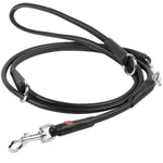 Waudog Black Leather Round Adjustable Clip Leash W10MM-L183CM - Pet Care > Dog Supplies > Dog Collars Leads & Harnesses