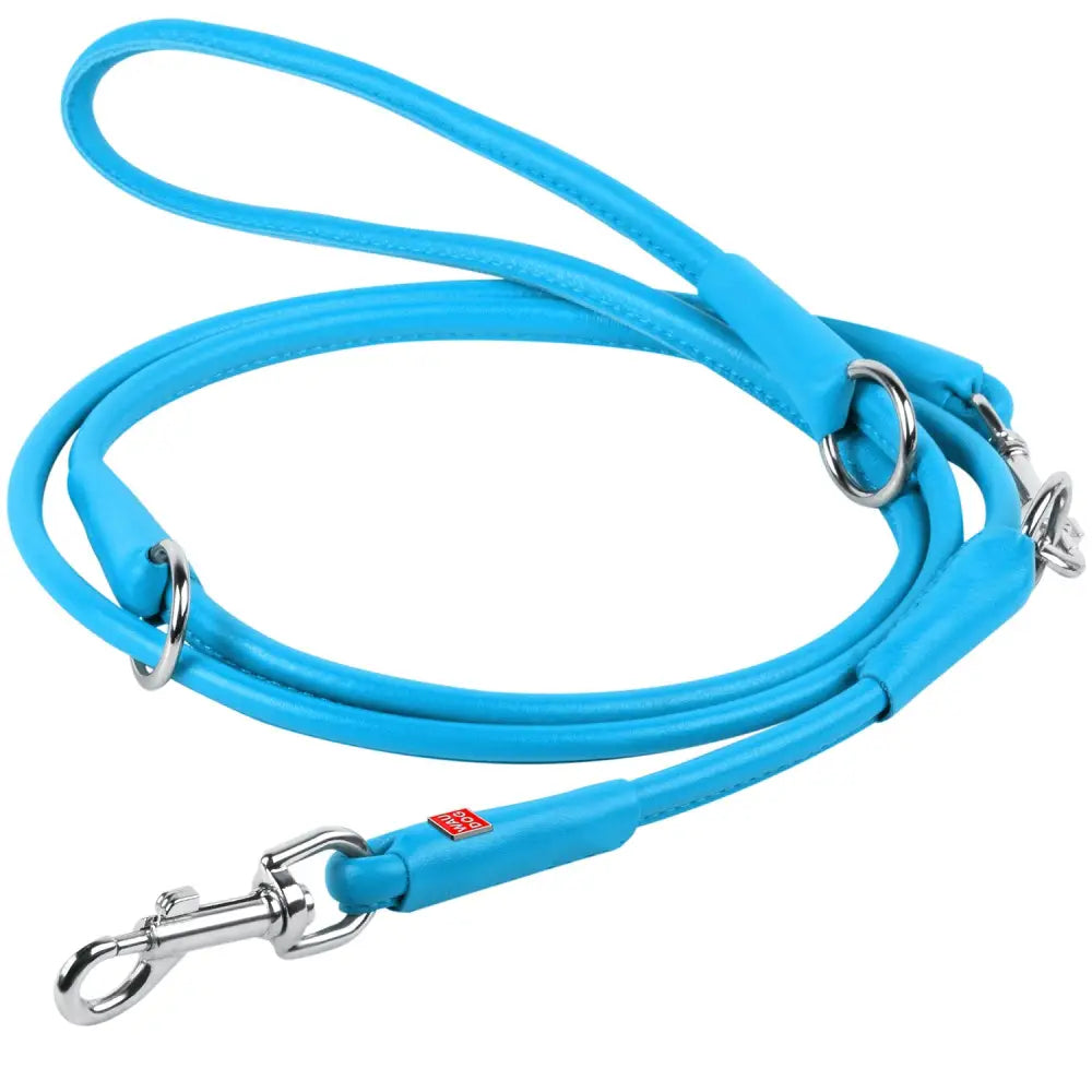 Waudog Blue Leather Round Adjustable Clip Leash W10MM-L183CM - Pet Care > Dog Supplies > Dog Collars Leads & Harnesses
