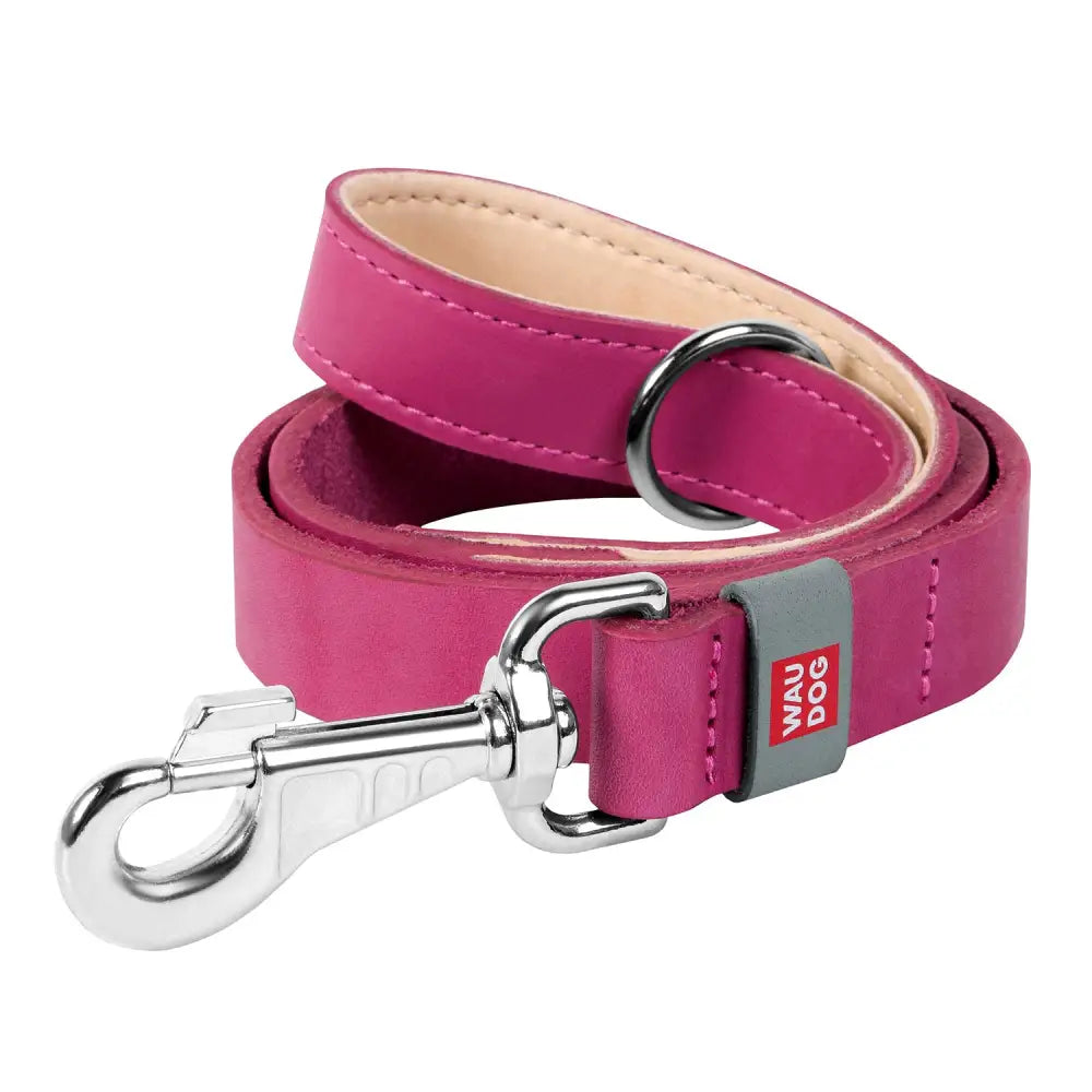 Waudog Flat Leather Clip Leash 25MM PINK 122CM - Pet Care > Dog Supplies > Dog Collars Leads & Harnesses