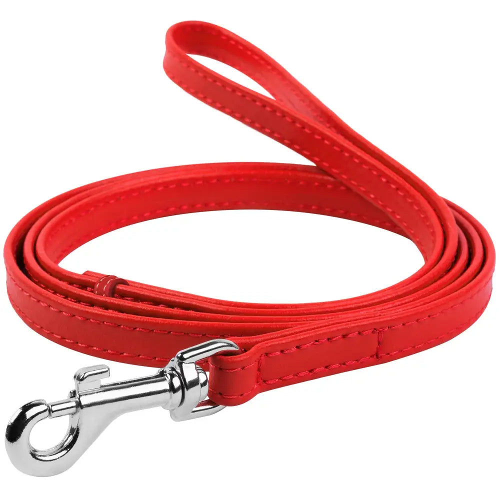 Waudog Leather Flat Clip Leash W25MM - L122CM RED - Pet Care > Dog Supplies > Dog Collars Leads & Harnesses