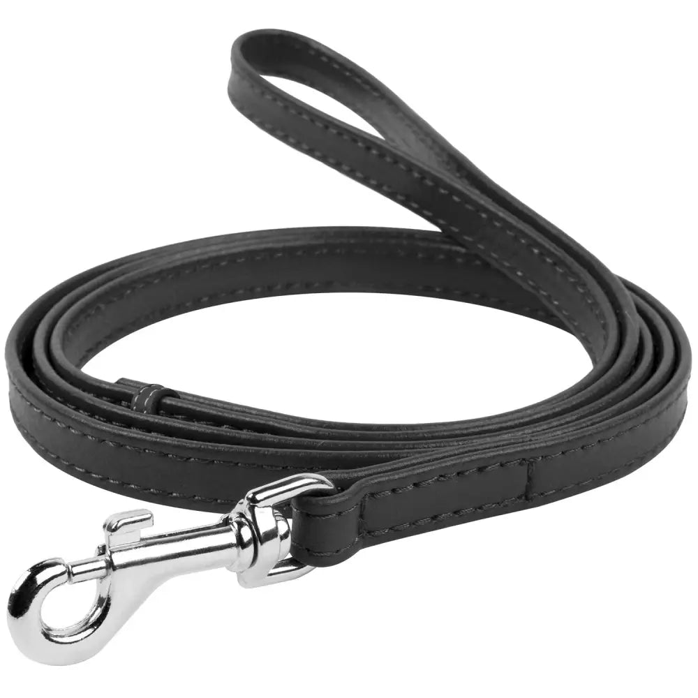 Waudog Leather Flat Clip Leash W9MM - L122CM BLACK - Pet Care > Dog Supplies > Dog Collars Leads & Harnesses