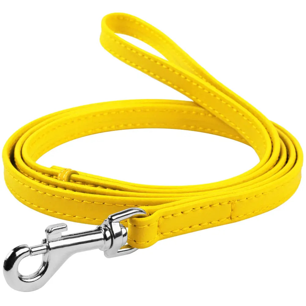 Waudog Leather Flat Clip Leash W9MM - L122CM YELLOW - Pet Care > Dog Supplies > Dog Collars Leads & Harnesses