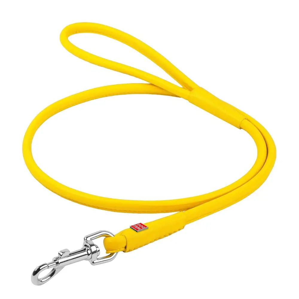 Waudog Leather Round Clip Leash W6MM - L183CM YELLOW - Pet Care > Dog Supplies > Dog Collars Leads & Harnesses
