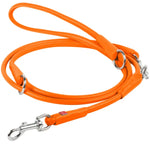 Waudog Orange Leather Round Adjustable Clip Leash W10MM-L183CM - Pet Care > Dog Supplies > Dog Collars Leads & Harnesses