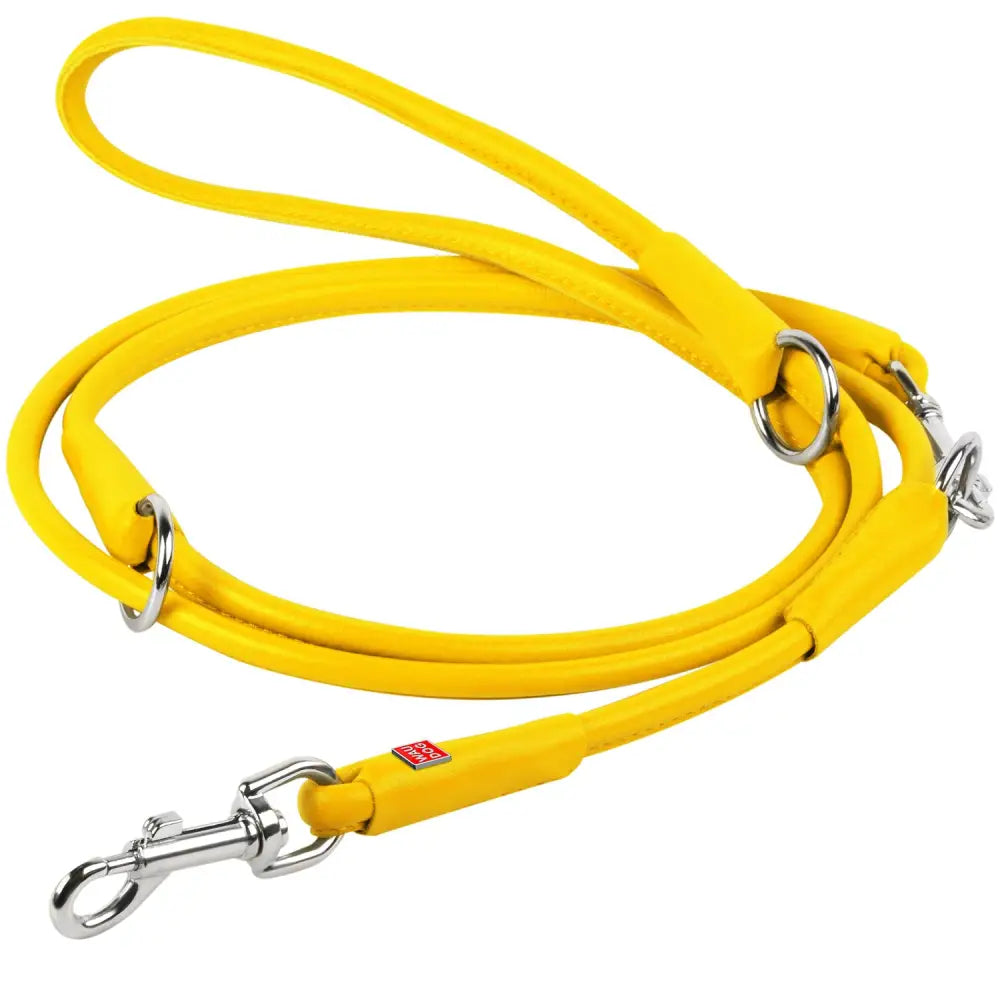 Waudog Yellow Leather Round Adjustable Clip Leash W10MM-L183CM - Pet Care > Dog Supplies > Dog Collars Leads & Harnesses