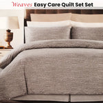 Weaves Coffee Easy Care Quilt Cover Set Double - Home & Garden > Bedding