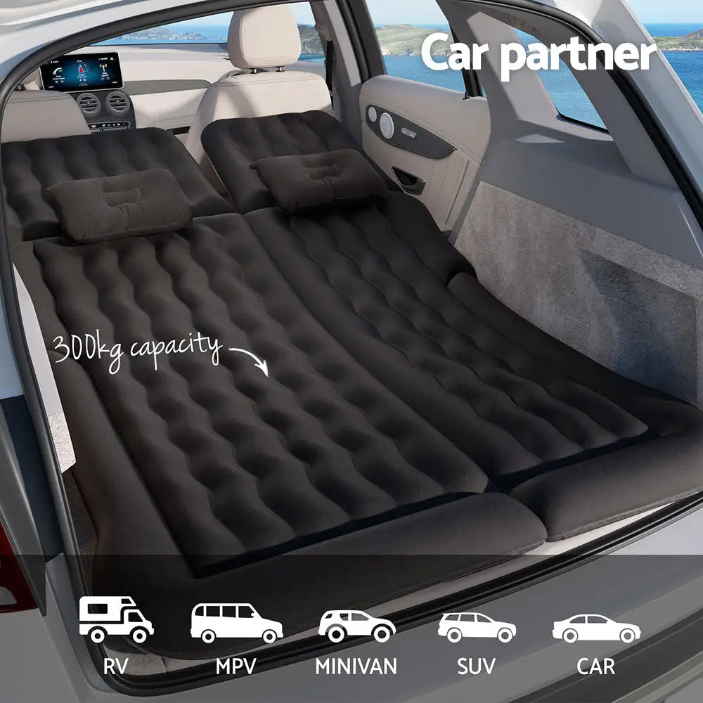 Weisshorn Car Mattress 175x130 Inflatable SUV Back Seat Camping Bed Black - Furniture > Mattresses