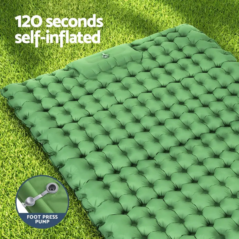Weisshorn Self Inflating Mattress Camping Sleeping Mat Air Bed Pad Double Pillow - Home & Garden > Inflatable Mattress