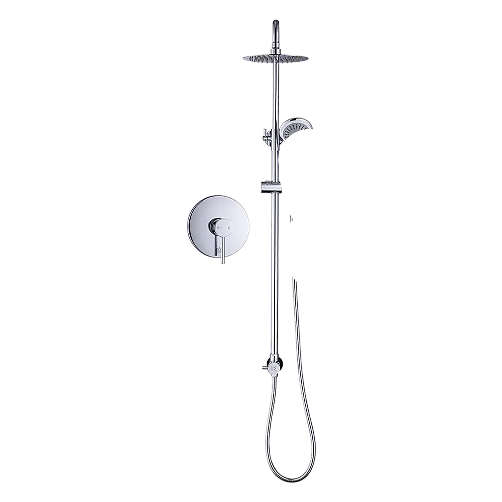 WELS 8’’ Rain Shower Head Set Rounded Dual Heads Faucet High Pressure With Mixer - Furniture > Bathroom > Shower