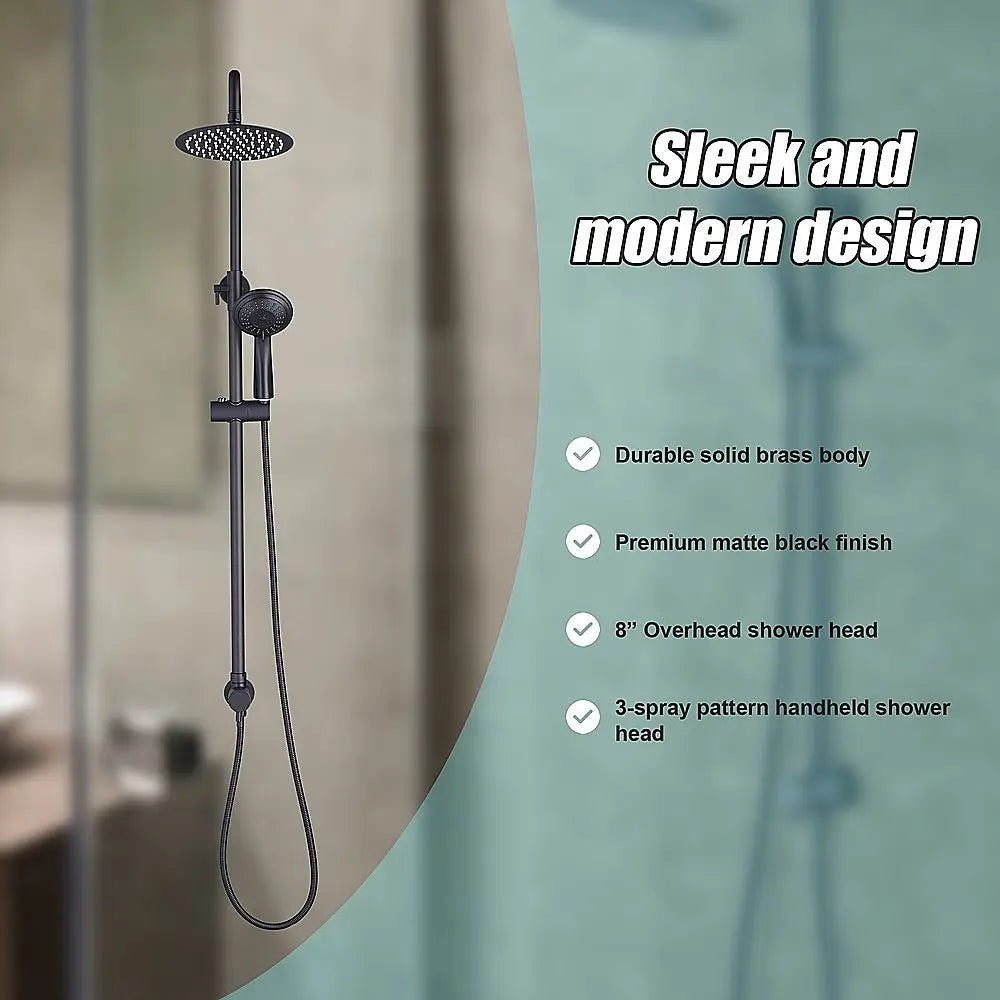 WELS 8’’ Rain Shower Head Set Rounded Dual Heads Faucet High Pressure Hand Held - Furniture > Bathroom > Shower