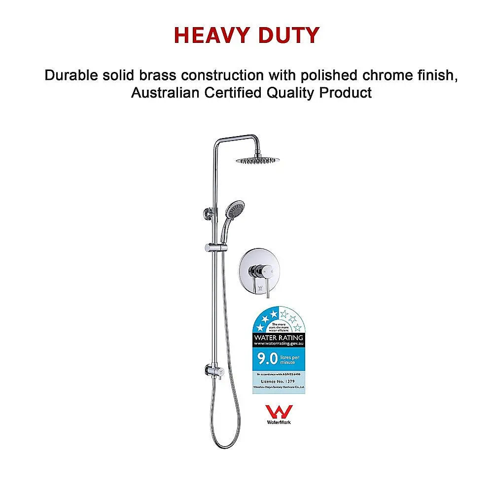 WELS 8’’ Rain Shower Head Set Rounded Dual Heads Faucet High Pressure With Mixer - Furniture > Bathroom > Shower