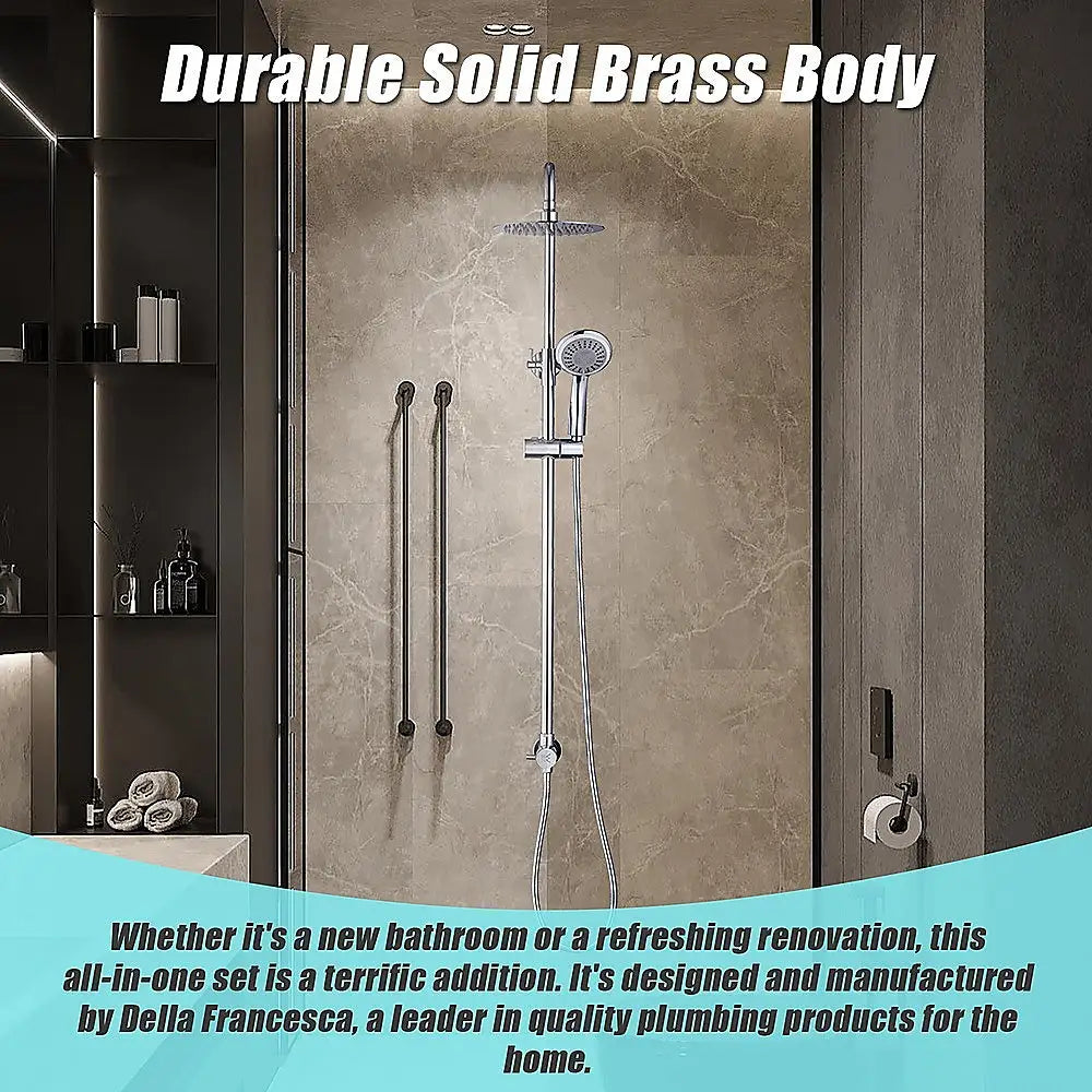 WELS 8’’ Rain Shower Head Set Rounded Dual Heads Faucet High Pressure Hand Held - Furniture > Bathroom > Shower