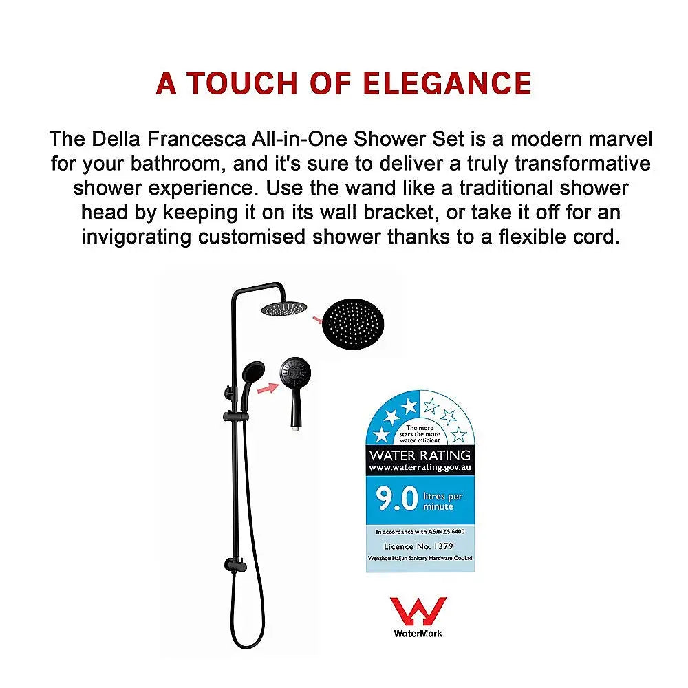 WELS 8’’ Rain Shower Head Set Rounded Dual Heads Faucet High Pressure Hand Held - Furniture > Bathroom > Shower