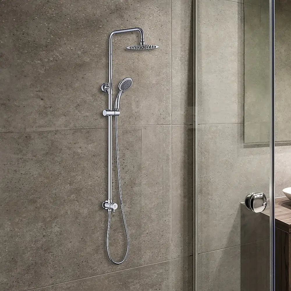 WELS 8’’ Rain Shower Head Set Rounded Dual Heads Faucet High Pressure Hand Held - Furniture > Bathroom > Shower