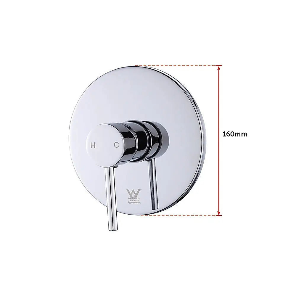 WELS 8’’ Rain Shower Head Set Rounded Dual Heads Faucet High Pressure With Mixer - Furniture > Bathroom > Shower