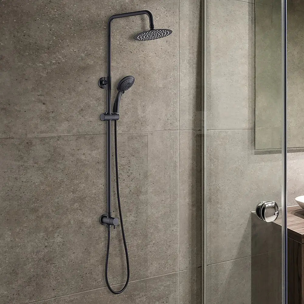 WELS 8’’ Rain Shower Head Set Rounded Dual Heads Faucet High Pressure Hand Held - Furniture > Bathroom > Shower