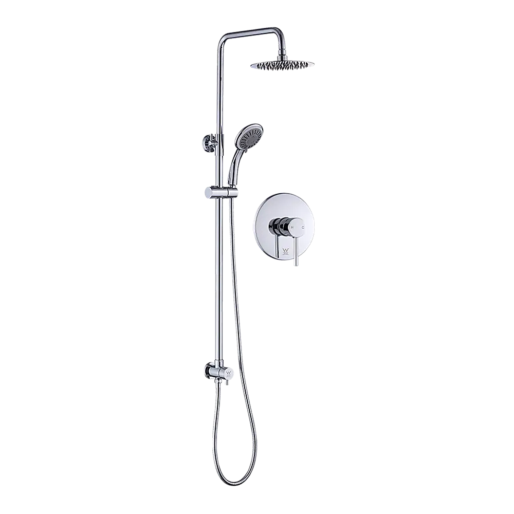 WELS 8’’ Rain Shower Head Set Rounded Dual Heads Faucet High Pressure With Mixer - Furniture > Bathroom > Shower