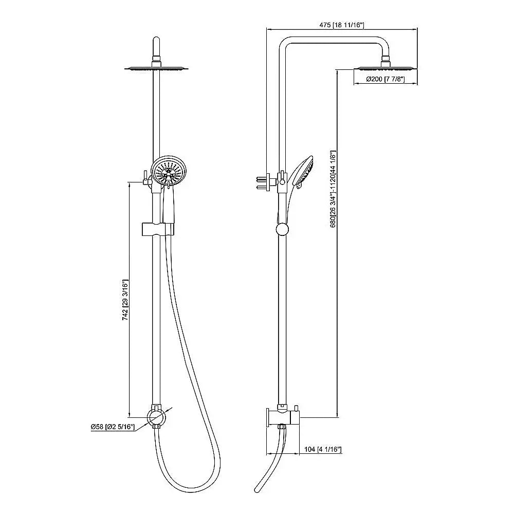 WELS 8’’ Rain Shower Head Set Rounded Dual Heads Faucet High Pressure Hand Held - Furniture > Bathroom > Shower