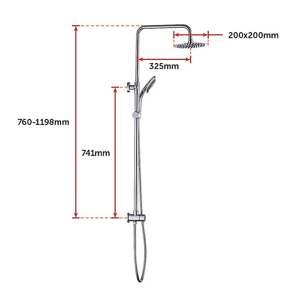 WELS 8’’ Rain Shower Head Set Rounded Dual Heads Faucet High Pressure With Mixer - Furniture > Bathroom > Shower