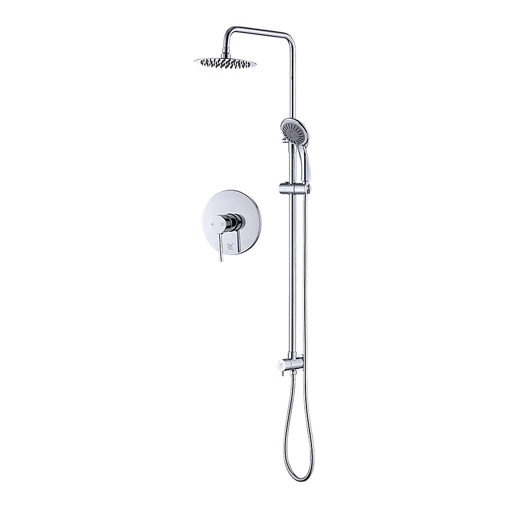 WELS 8’’ Rain Shower Head Set Rounded Dual Heads Faucet High Pressure With Mixer - Furniture > Bathroom > Shower