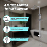 WELS 8’’ Rain Shower Head Set Rounded Dual Heads Faucet High Pressure Hand Held - Furniture > Bathroom > Shower