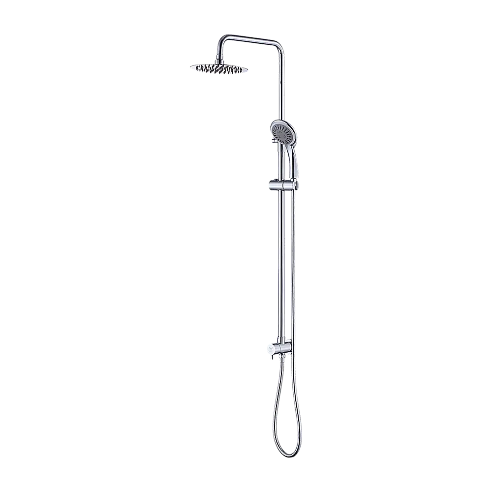 WELS 8’’ Rain Shower Head Set Rounded Dual Heads Faucet High Pressure Hand Held - Furniture > Bathroom > Shower