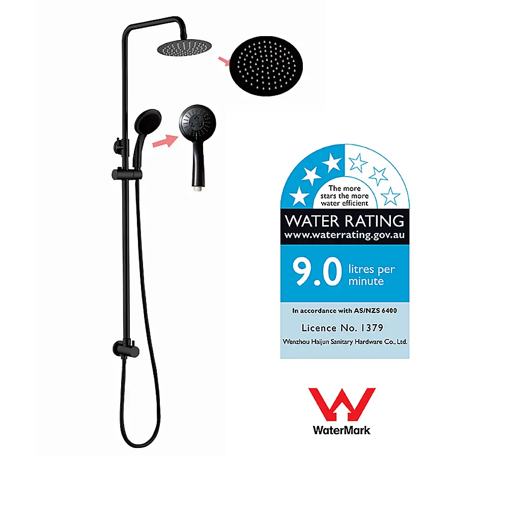 WELS 8’’ Rain Shower Head Set Rounded Dual Heads Faucet High Pressure Hand Held - Furniture > Bathroom > Shower