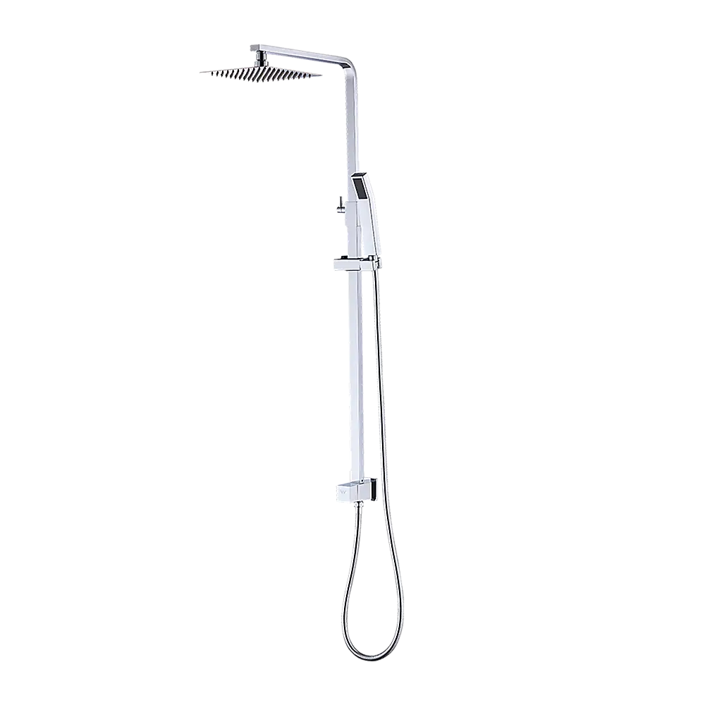 WELS 8’’ Rain Shower Head Set Square Dual Heads Faucet High Pressure With Mixer - Furniture > Bathroom > Shower