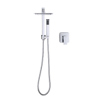 WELS 8’’ Rain Shower Head Set Square Dual Heads Faucet High Pressure With Mixer - Furniture > Bathroom
