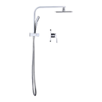 WELS 8’’ Rain Shower Head Set Square Dual Heads Faucet High Pressure With Mixer - Furniture > Bathroom