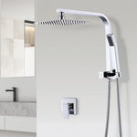WELS 8’’ Rain Shower Head Set Square Dual Heads Faucet High Pressure With Mixer - Furniture > Bathroom