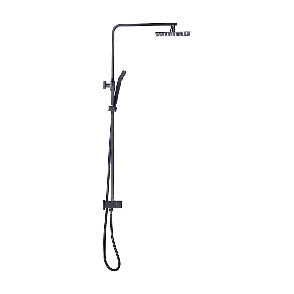 WELS 8’’ Rain Shower Head Set Square Dual Heads Faucet High Pressure Hand Held - Furniture > Bathroom > Shower
