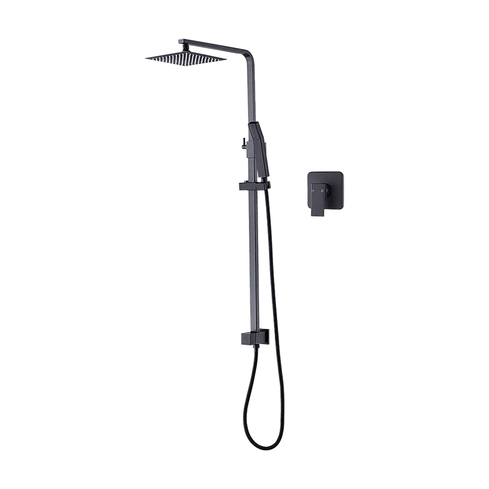 WELS 8’’ Rain Shower Head Set Square Dual Heads Faucet High Pressure With Mixer - Furniture > Bathroom > Shower