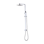 WELS 8’’ Rain Shower Head Set Square Dual Heads Faucet High Pressure Hand Held - Furniture > Bathroom