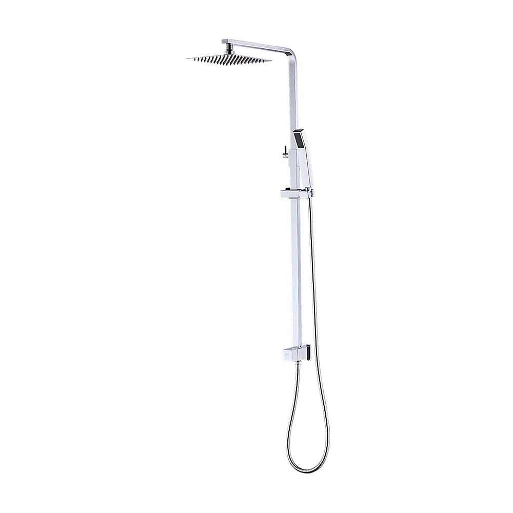 WELS 8’’ Rain Shower Head Set Square Dual Heads Faucet High Pressure Hand Held - Furniture > Bathroom