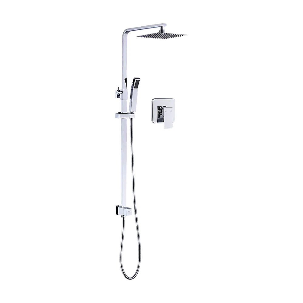 WELS 8’’ Rain Shower Head Set Square Dual Heads Faucet High Pressure With Mixer - Furniture > Bathroom > Shower