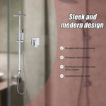 WELS 8’’ Rain Shower Head Set Square Dual Heads Faucet High Pressure With Mixer - Furniture > Bathroom > Shower