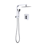 WELS 8’’ Rain Shower Head Set Square Dual Heads Faucet High Pressure With Mixer - Furniture > Bathroom