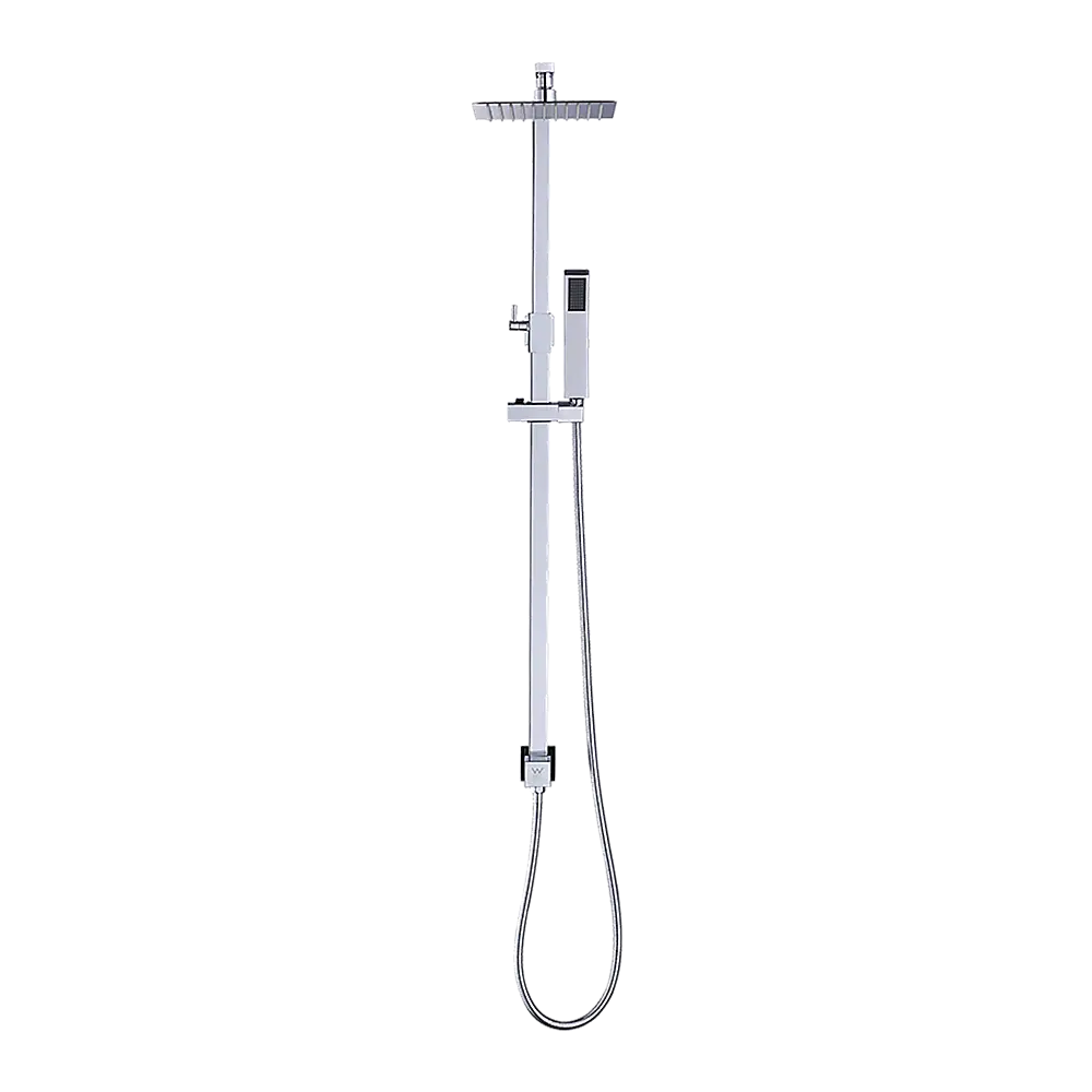 WELS 8’’ Rain Shower Head Set Square Dual Heads Faucet High Pressure Hand Held - Furniture > Bathroom
