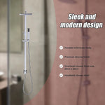 WELS 8’’ Rain Shower Head Set Square Dual Heads Faucet High Pressure Hand Held - Furniture > Bathroom