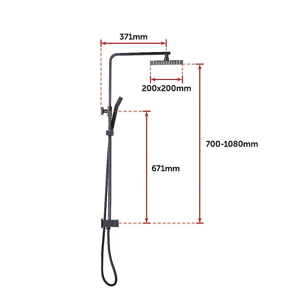 WELS 8’’ Rain Shower Head Set Square Dual Heads Faucet High Pressure With Mixer - Furniture > Bathroom > Shower