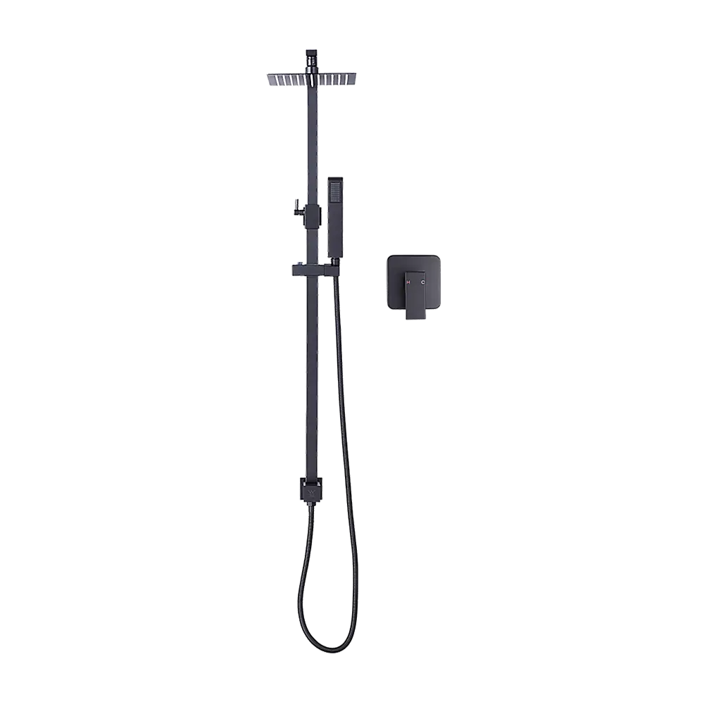 WELS 8’’ Rain Shower Head Set Square Dual Heads Faucet High Pressure With Mixer - Furniture > Bathroom > Shower